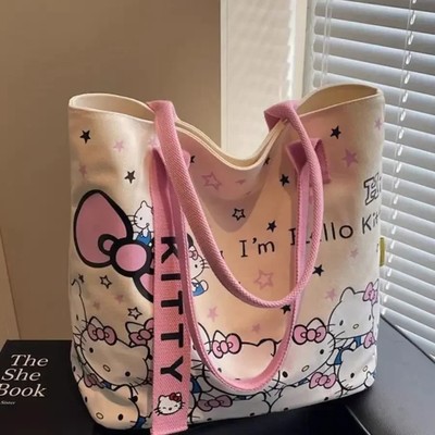 Anime Sanrio Hello Kitty Large Capacity Shoulder Bag Cartoon Kt Cat Handbag Back