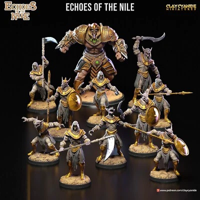 CLAY CYANIDE MINIATURES Armee des Wüstengottes Miniatur Set Ägypten Kämpfer Figur für TTRPG's wie D&D 5e
