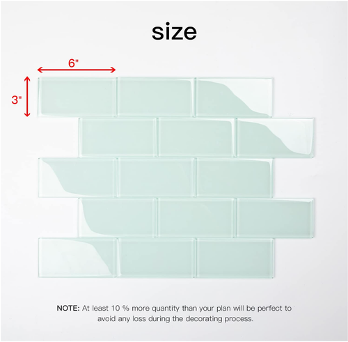 30x Glass Subway Tile, Light Gree, 3x6", Backsplash Shower Kitchen Bathroom Wall - 第 3/7 張圖片