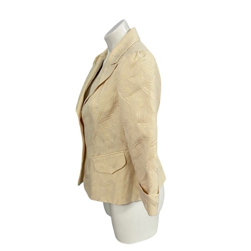 Blazer Worthington Mujer Talla 12 Texturizado Crema Trabajo Oficina Básico Informal Chaqueta - Imagen 15 de 17
