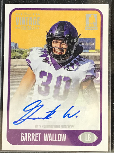 Garret Wallow 2021 Onyx Vintage Fútbol Azul Automático/400 #FAGW Houston Texans MT - Imagen 3 de 4