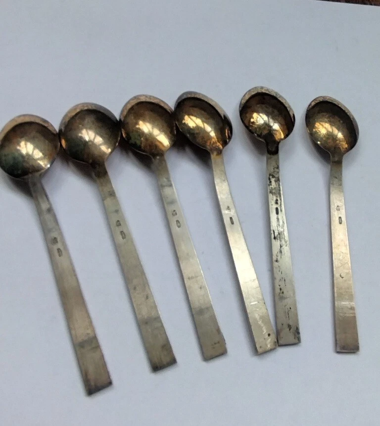 Juego vintage de cucharas de café de plata valor de ensayo 916 Foto 4 de 4