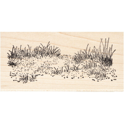 Beach Grass Beeswax Rubber Stamp Mounted Scenic Landscape Scene Builder Sandy