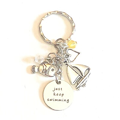 Finding Nemo Dory Inspired Silver Keychain Just Keep Swimming Gift of Love