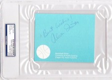 LEGENDARY!!! Dean Smith NORTH CAROLINA TAR HEELS Signed 4x5 Office Cut PSA/DNA