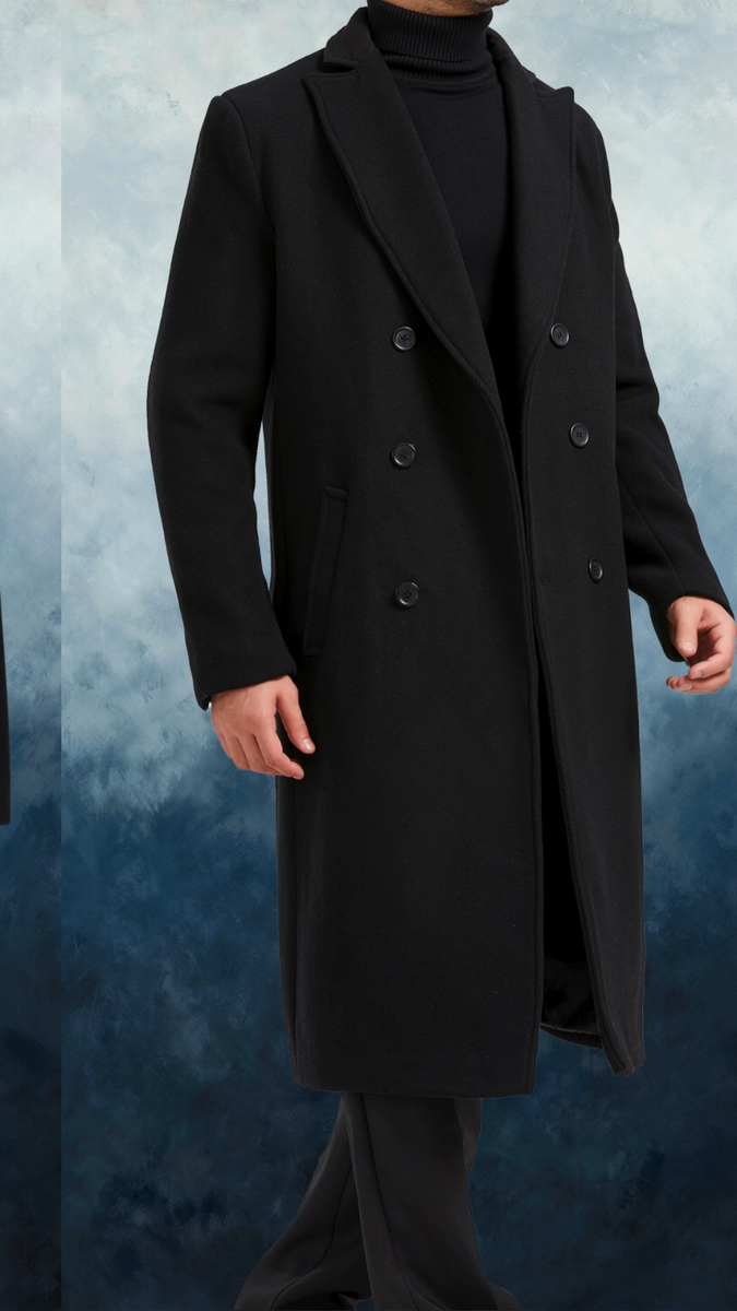 ジャケット・アウター Overcoat double breasted jacket Man's Double Breasted Trench Coat Oversized Casual
