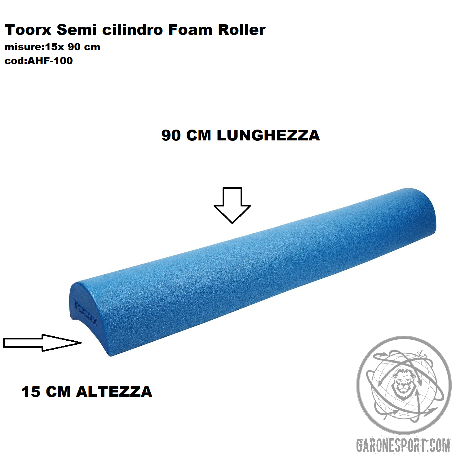 Toorx Semi cilindro Foam Roller 15x 90 cm AHF-100 yoga aerobica pilates