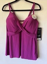 MIRACLESUIT Framboise Pink Rock Solid Allura Underwire Tankini Top US 12 NWT