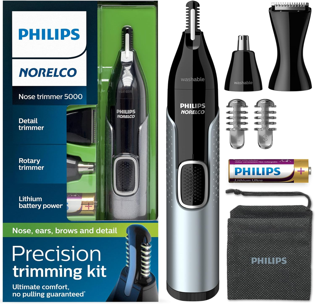 Philips Norelco Nose Trimmer 5000, for Nose, Ears, Eyebrows, Black Philips Norelco Nose Trimmer 5000, for Nose, Ears, Eyebrows, Black