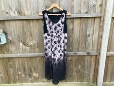 MINT VELVET BLACK FLORAL EVENING DRESS LONG LENGTH UK 12 MEDIUM SLEEVELESS ZZ