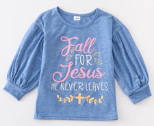 HD Toddler Girl Pullover T-Shirt "Fall For Jesus He Never Leaves" Size 3T NEW