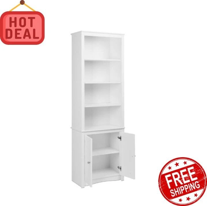 Prepac tall 6 shelf 2024 bookcase in white