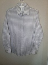 Robert Graham Mens 41 16 White Gray Diamond Long Sleeve Button Up Shirt