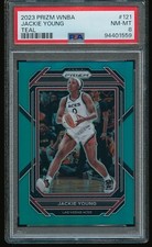 Jackie Young 2023 Panini Prizm WNBA Teal Prizm /49 #121 PSA 8