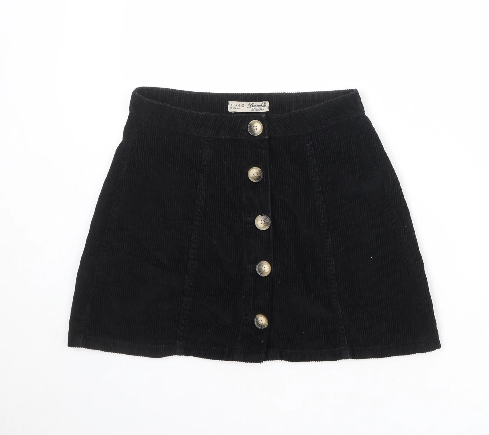 Denim & Co. Womens Black Cotton Blend A-Line Skirt Size 8