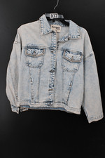 Savanna Jane Boutique Stonewashed Blue Denim Jacket W/ Rhinestones Sz Small New