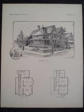 Victorian Design Architecture Shingled House Mansion Plan Historic 1885 #223