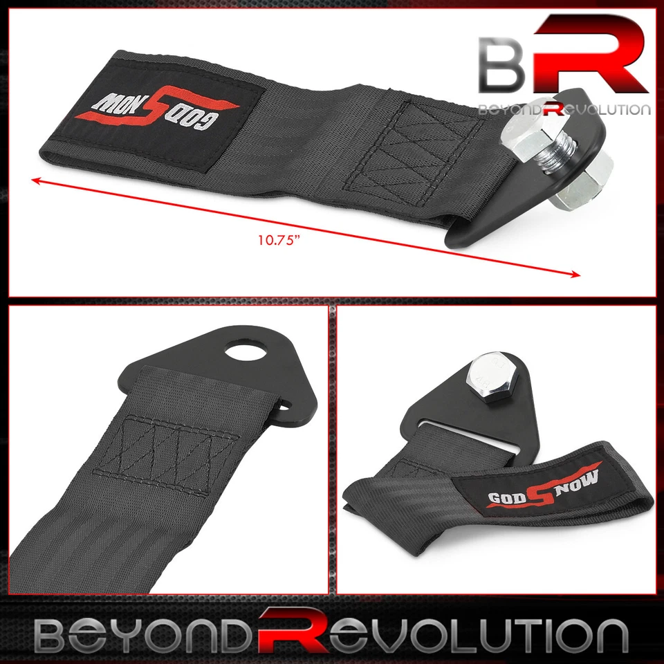 Fita preta para Jeep Godsnow chassi dianteiro traseiro puxando alça de reboque de emergência - Imagem 2 de 3