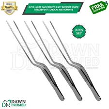 3 Pcs Lucae Ear Forceps 8.25" Bayonet Shape Tweezer ENT Surgical Inst German Gr