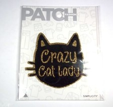 Simplicity Patch Crazy Cat Lady applique Iron On Black Gold