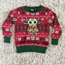 Star Wars Baby Yoda Christmas Sweater Toddler Kid Size 18M - I Was Cute All Year