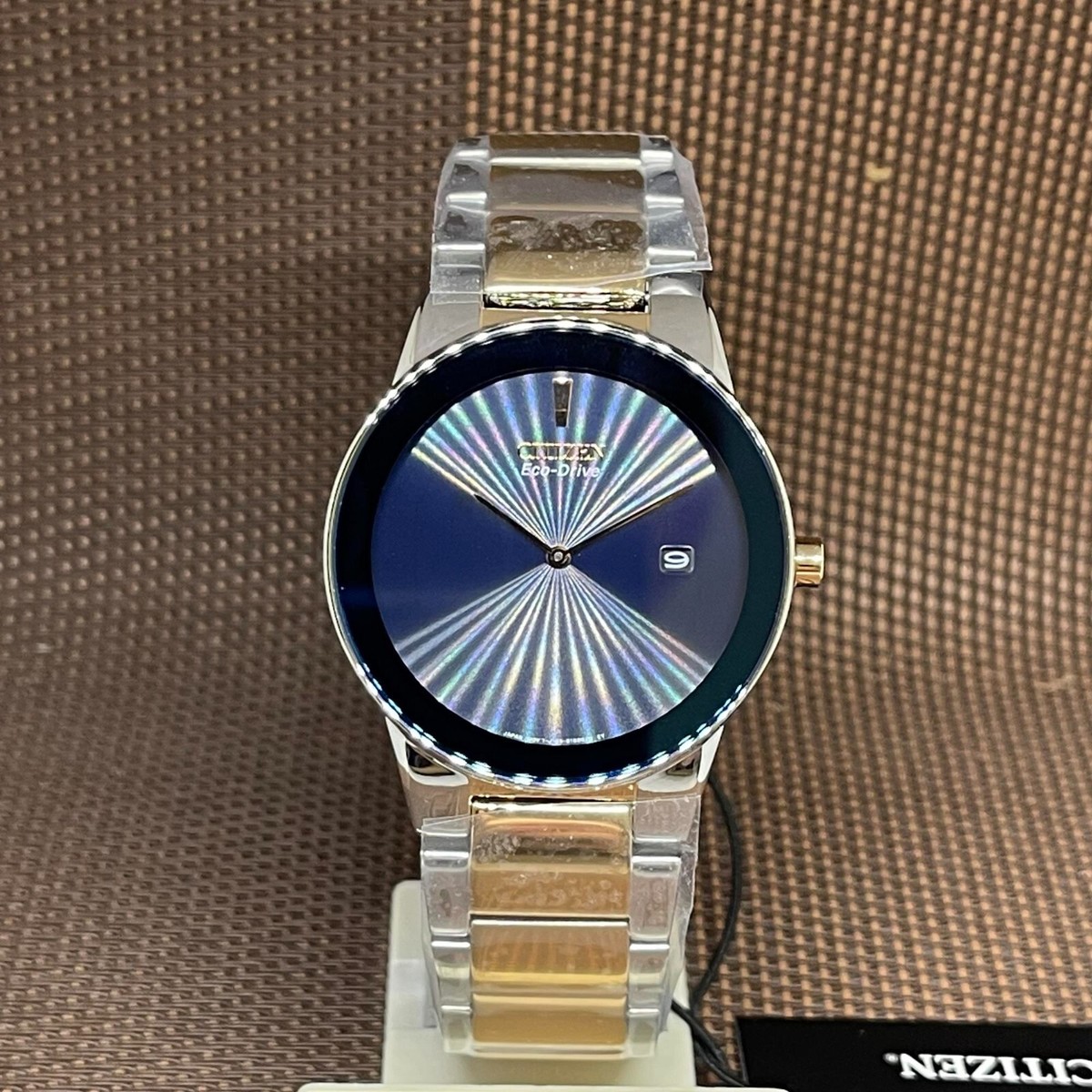 Citizen Eco-Drive AU1064-85L Blue Analog Two Tone Gold Solar Men's