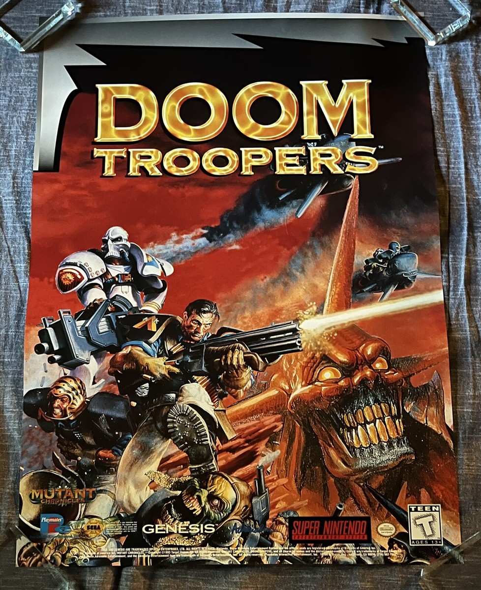 1991 Doom Troopers Video Game Retail Promo Poster 28x20 NINTENDO