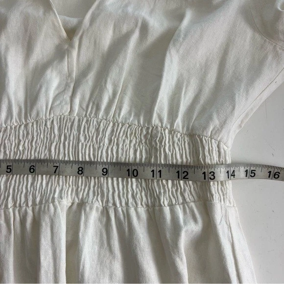 OFF WHITE Abito leggero Zara Off White misto lino cottage core a strati fumè taglia M