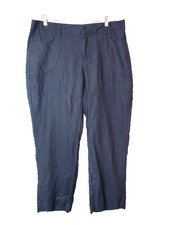 Tommy Hilfiger 16 Women's Straight Leg Pants XL Black 100 Linen Pockets