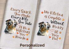 Juego Personalizado de 2 Toallas de Plato Pastor Australiano Toalla para Perros Cocina Aussie