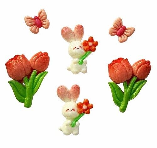Among The Flowers Craft Embellishment Set - Craft Scrapbook DIY decor Easter - Picture 1 of 2