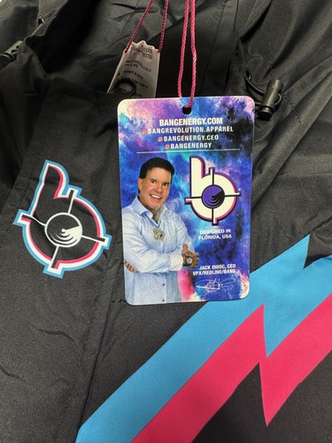 Bang Revolution Energy Drink Windbreaker Anorak Jacket M/L Black Pink Blue RARE - Picture 2 of 12