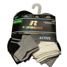 Russell Performance Boys Ankle Socks Black Grey White Active Athletic S Boys
