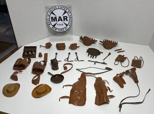 Vintage MARX Johnny West BOTW Cowboy Figure and Native American Accessories lot