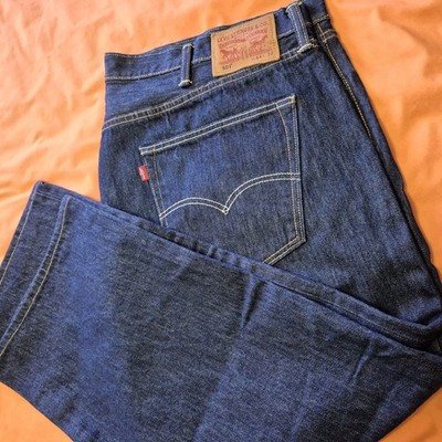 501 WHITE CONE OAK DENIM MADE IN USA RAW INDIGO 44 (44X25) LEATHER TAG 2018