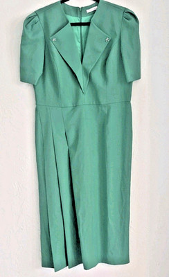 GIZIA Green Solid Maxi Dress 46 V-Neck Short Sleeve Zip Woven Beaded