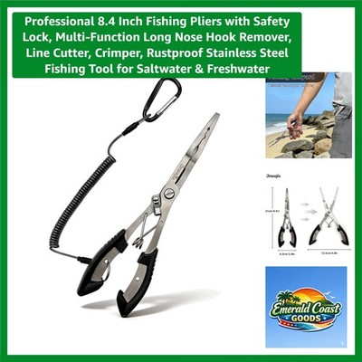 Rustproof 8.4 Inch Fishing Pliers - Ergonomic, Multi-Function Tool for Anglers