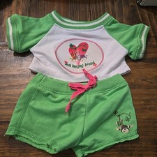Build A Bear Workshop Green White Hologram Top with Matching Shorts