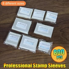 8 Models 100 Pcs OPP Stamp Sleeves - 800 Stamps, Display, Ideal for Collectors