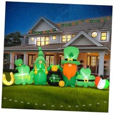 8FT St. Patrick's Day Inflatable Leprechaun Clover Decoration, Green with