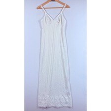 Gossard Artemis Slip Dress Women 34 XS Beige Lace Trim Maxi Vintage Coquette