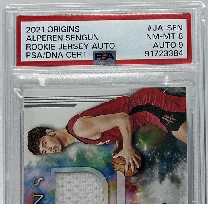 Alperen Sengun Rookie Auto PSA 8/9- 2021 Panini Origins w/ Jersey Relic- Rockets view 2