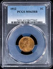 1912 1C Lincoln Wheat Cent PCGS MS 63 RB