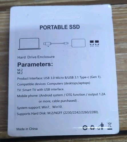 Portable SSD Mobile Storage Hard Drive Enclosure 16TB USB 3.1 Type C, New - 第 2/2 張圖片