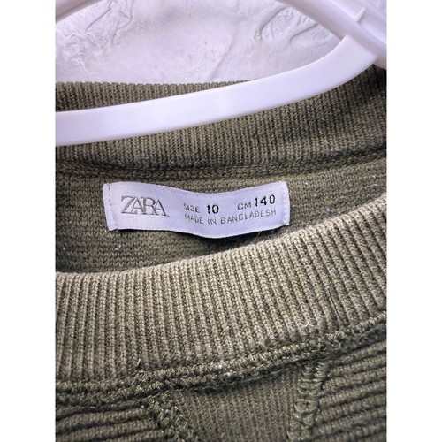 Zara kids crew neck army green sweater boys 10 classic streetwear grunge urban - Picture 3 of 6