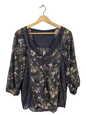 ZARA BASIC Schlupf-Bluse Damen Bluse Gr. DE 38 hellgrau-lila-wollweiß