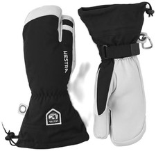 Hestra Army Leather Heli Ski Snowboard Unisex 3 Finger Mitten Black 10-X-Large