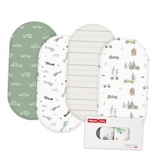Bassinet Sheets 4 Pack, Breathable Cozy Fitted Mattress Sheet, Elastic Car