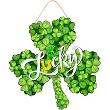 Wooden St. Patrick's Day Hanging Sign Door Wreath Sign for Front Door Porch