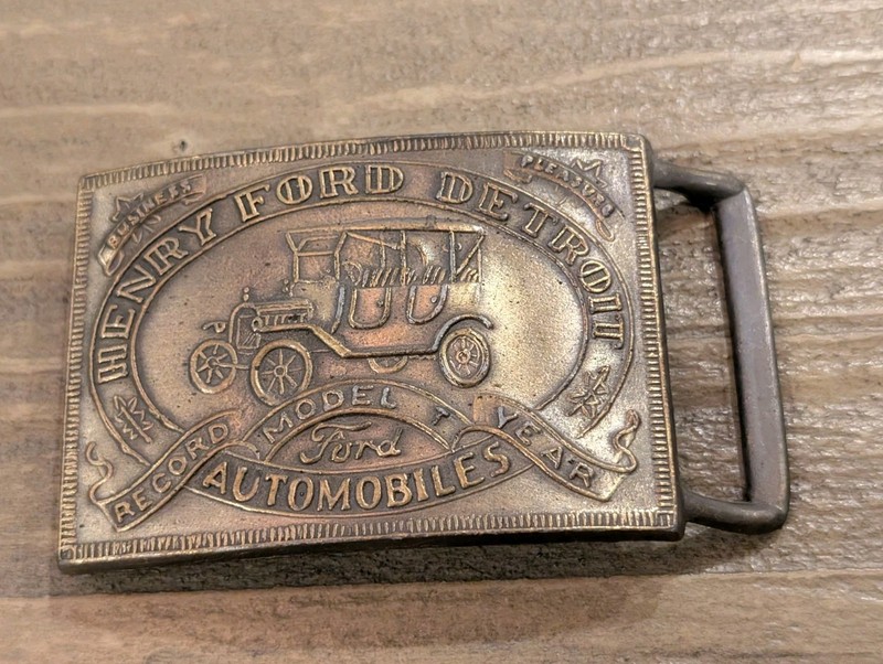 Vintage, Belt Buckle, Henry Ford, Detroit, Record Year, Model T, Ford Automobile